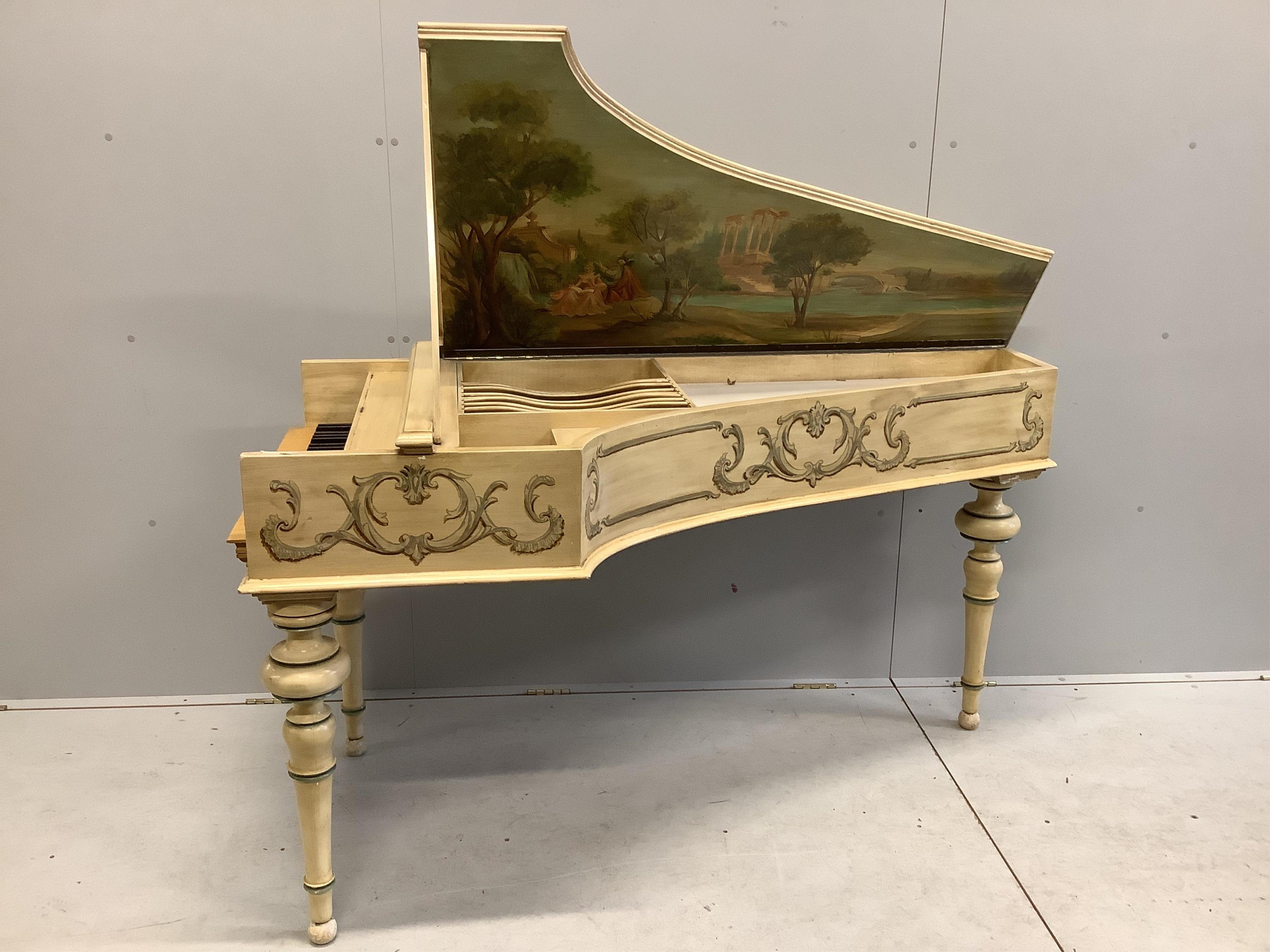 A reproduction painted desk modelled as a grand piano, width 79cm, length 160cm, height 92cm. Condition - fair